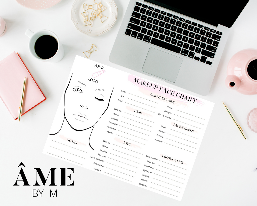 Editable Makeup Artist Face Chart Consultation Form WITH LOGO - Canva Link