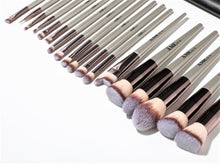 Load image into Gallery viewer, 18 Piece Champagne Gold Professional Vegan Makeup Brush Set with Black Travel Clutch Makeup Bag
