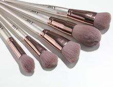 Load image into Gallery viewer, 15 Piece Champagne Professional Vegan Makeup Brush Set With Black Travel Clutch Makeup Bag
